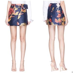 C/MEO Collective Navy Floral Wrap Mini Skirt